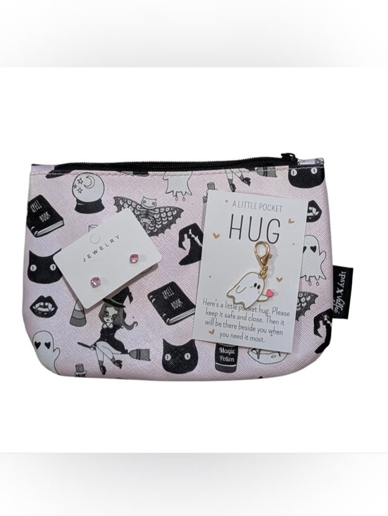 Ipsy & Valfie Handbags - Ipsy X ValfieHalloween Print Cosmetic Pouch in Pink & Black 3 PC Set